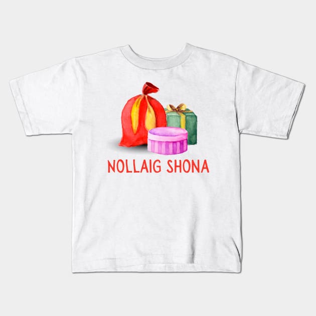 Nollaig Shona Irish Christmas Gift Ireland Lovers Kids T-Shirt by InnerMagic